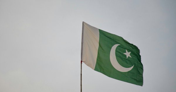 Pakistani flag in the air