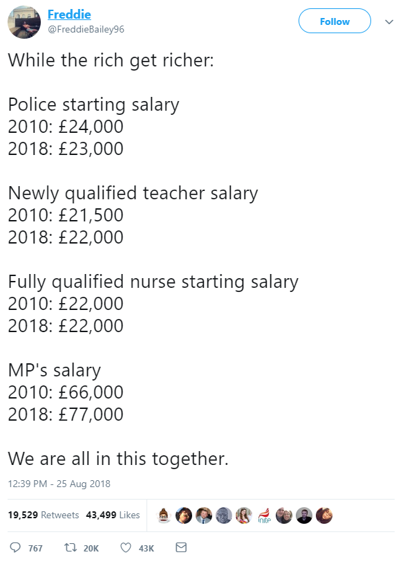 Public sector pay tweet